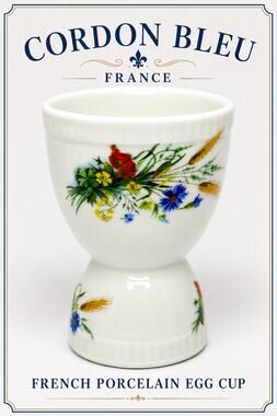 Vintage Cordon Bleu France Porcelain Egg Cup Floral Wheat Poppy Made in France